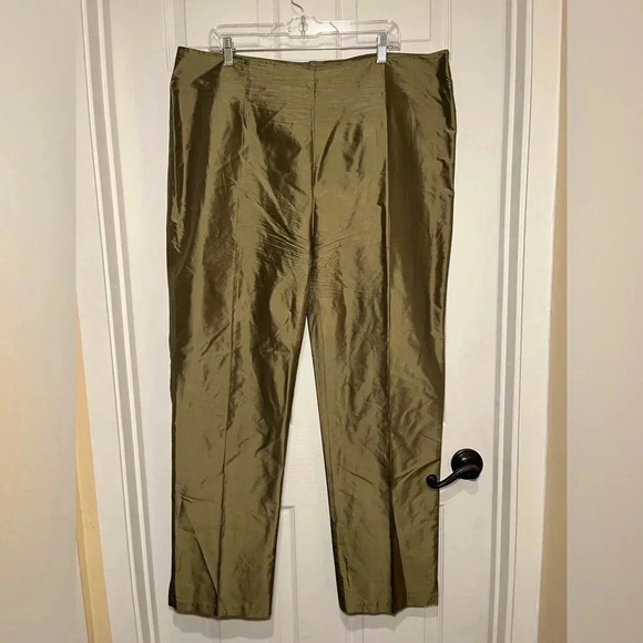 Connie Robertson 100% Silk Olive Green Suit Pants - Picture 1 of 11